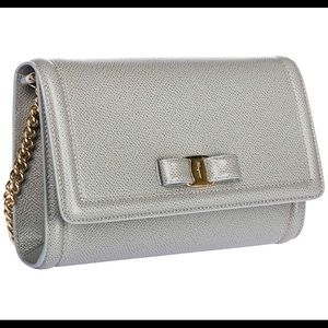 Salvatore Ferragamo Fiocco Vara Mini Bag Pale Gray NEW IN BOX with dustbag